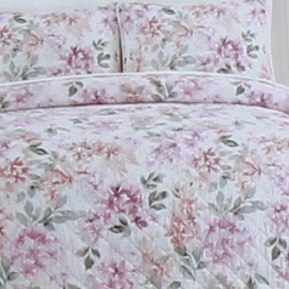 Nicole Miller Home 3 Piece Quilt Set Full/Queen w Shams Floral Print 100% Cotton - Picture 2 of 12
